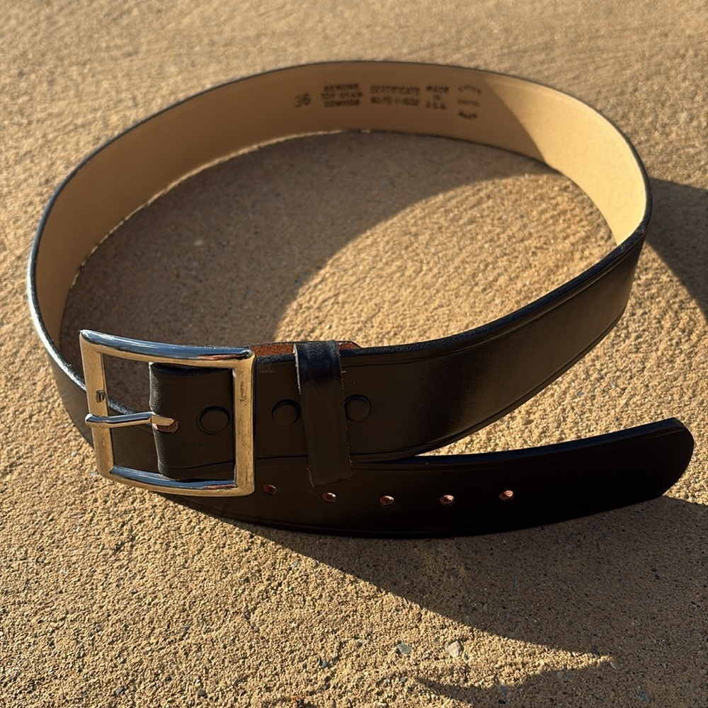 Genuine Black Top Grain Leather Cowhide Belt w/ a Silver Buckle Size 36